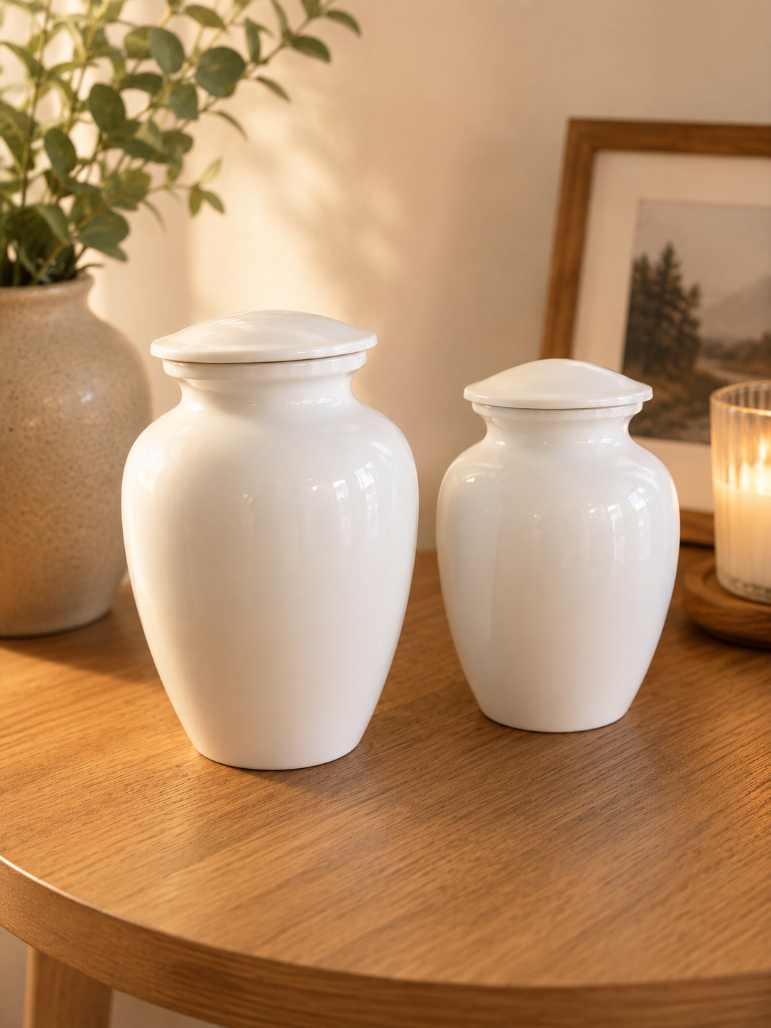 Classic Cast Metal Urn - Pure White