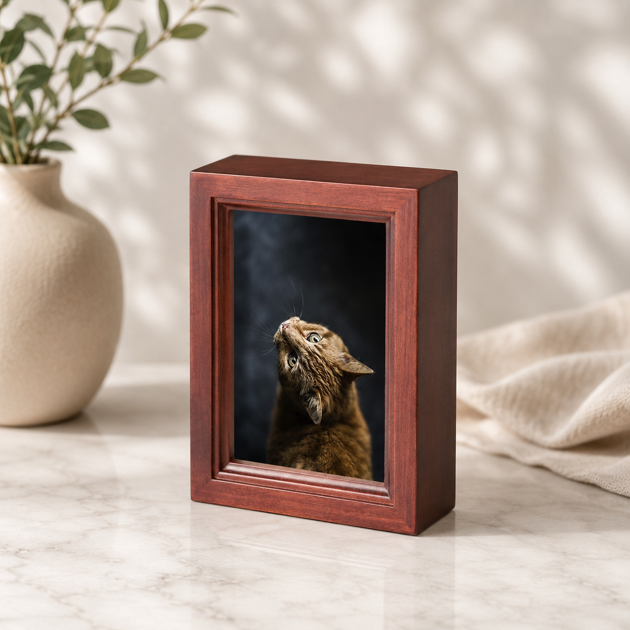 Small Solid timber photo urn